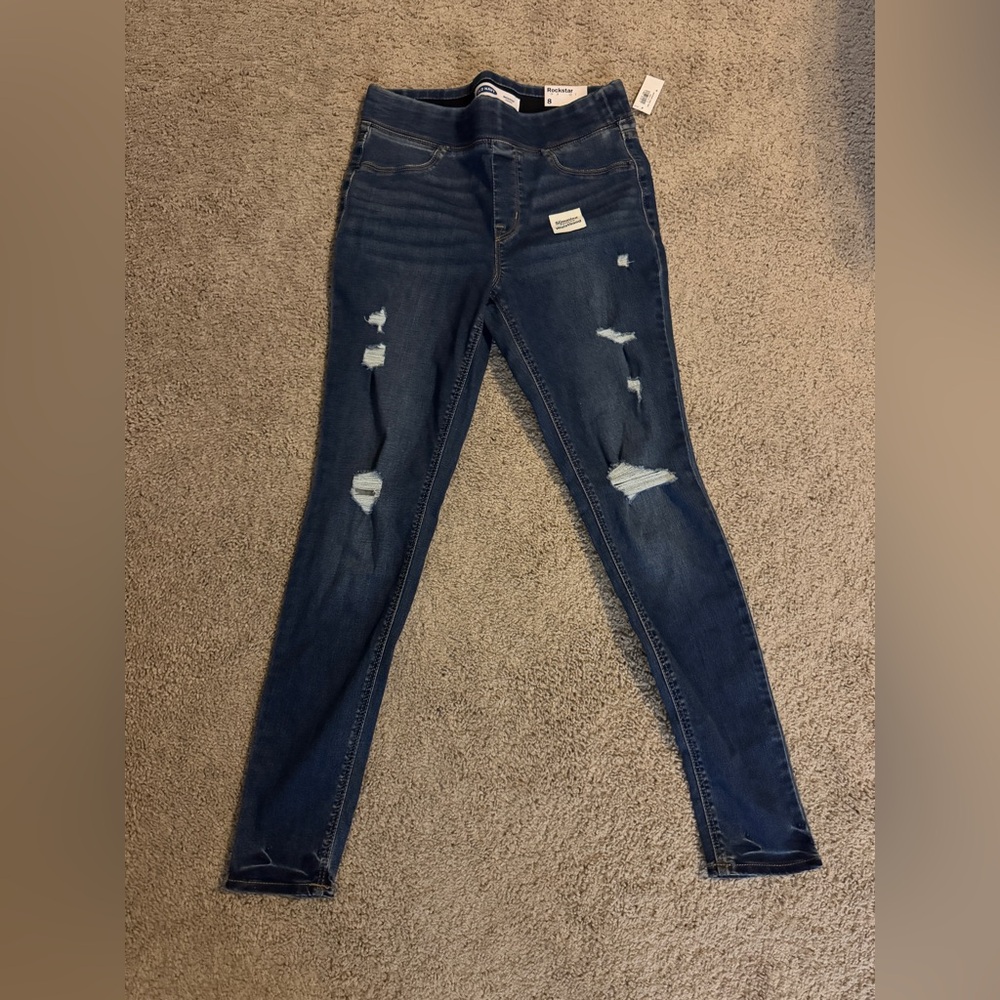 Old Navy Blue Skinny Jeans with Distressed Details